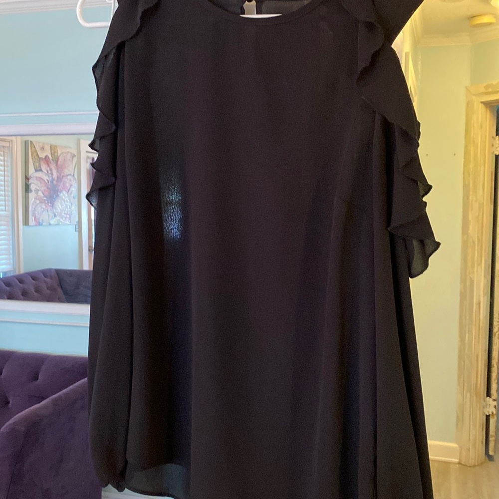 Black blouse with cut out shoulders size large by IZ Byer